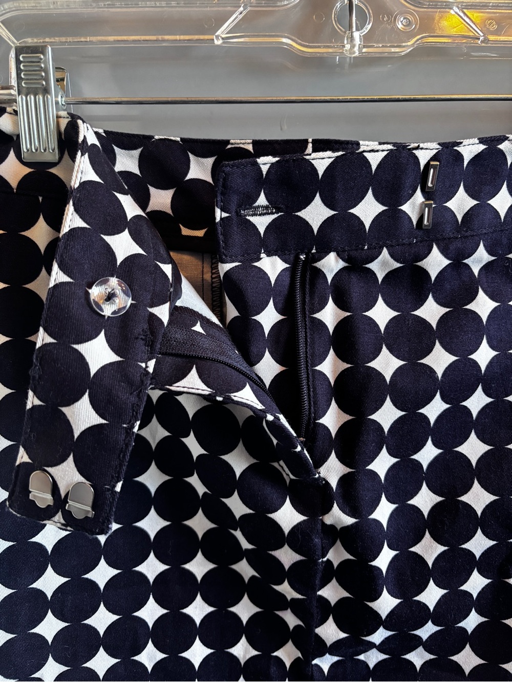 Navy and White Polka Dot A-Line Skirt - Picture 4 of 9
